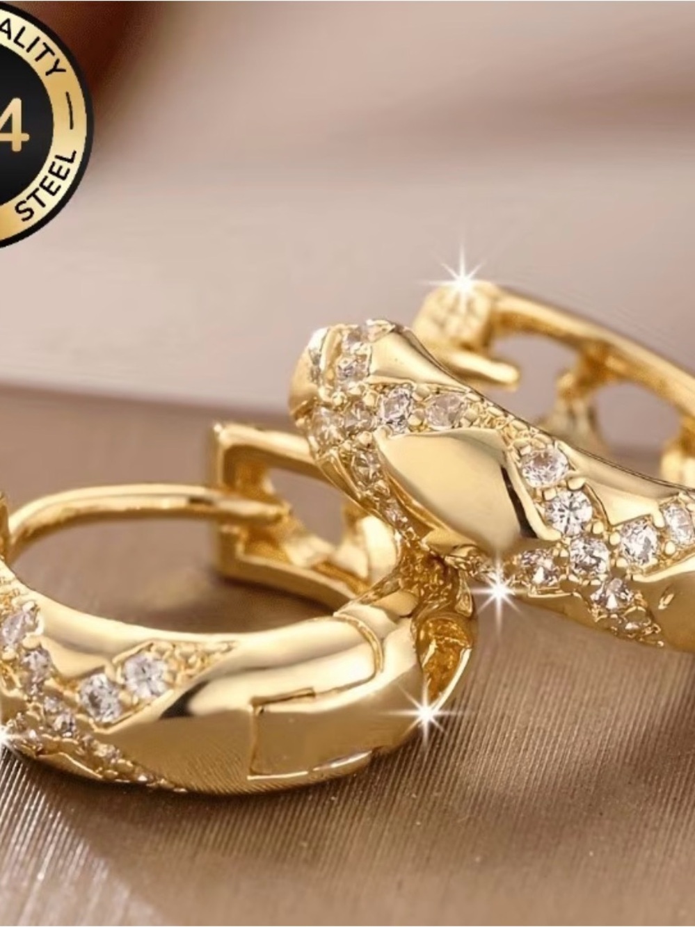 Gold Crystal Hoop Earrings for Women - Elegant Sparkle